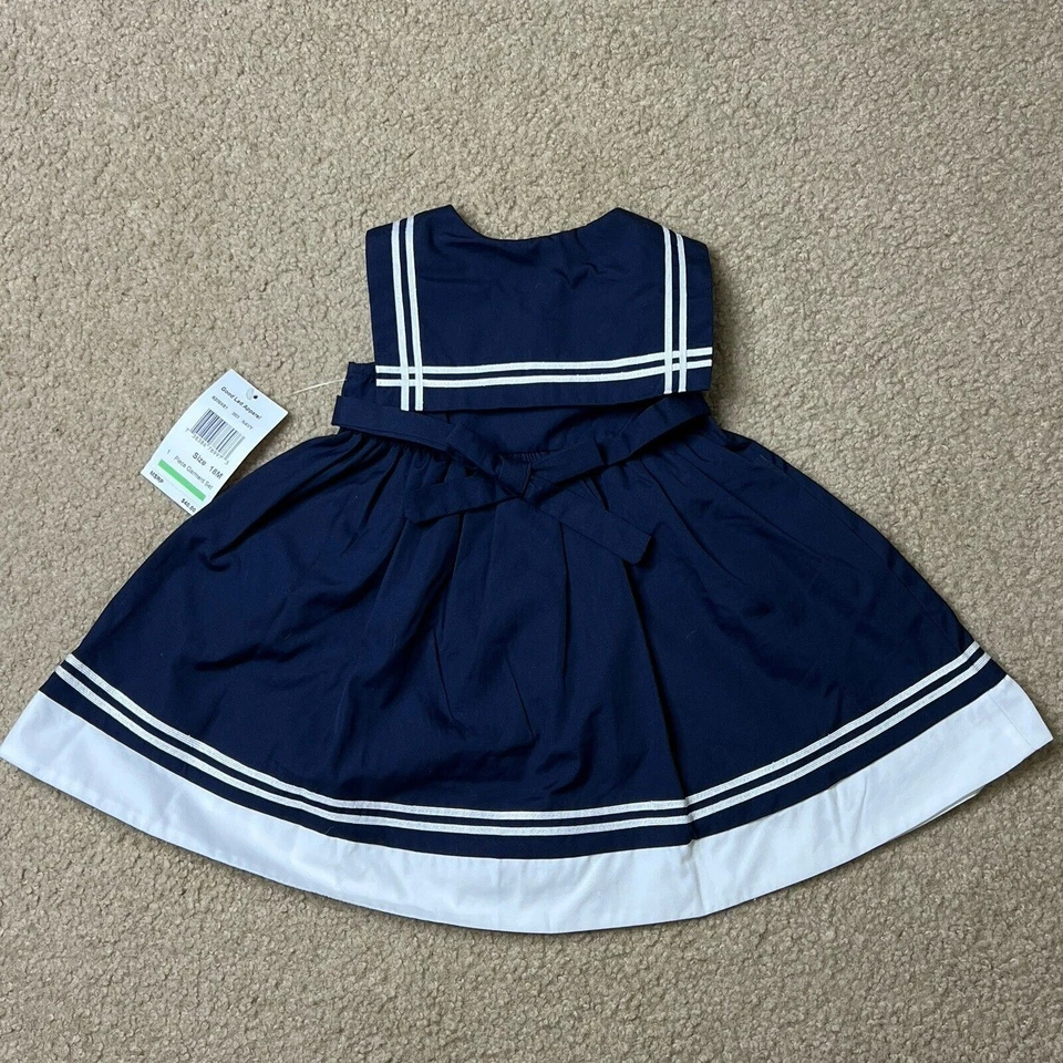 Nuevo Vestido Good Lad Niña Talla 18 Meses Azul Marino Náutica Cuello Marinero Foto 3 de 4
