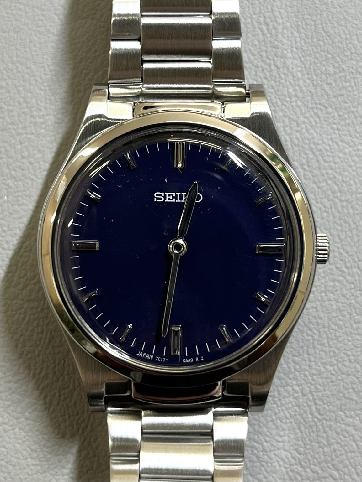 SEIKO Tactile Readable Watch SQBR021 Convex dial Navy Blue Stainless steel New