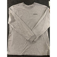 Patagonia Mens Responsibili-Tee Long Sleeve Grey Fitz Roy Trout Graphic Shirt L