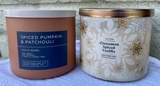 White Barn 14.5 oz Candle Lot Spiced Pumpkin Patchouli  Cinnamon Spiced Vanilla