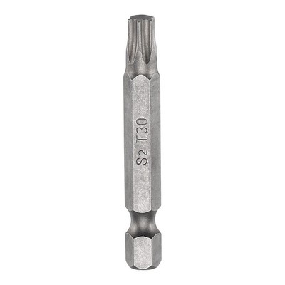 T30 Magnetic Torx Screwdriver Bit 1/4'' For Hex Shaft 50mm Length S2 Steel