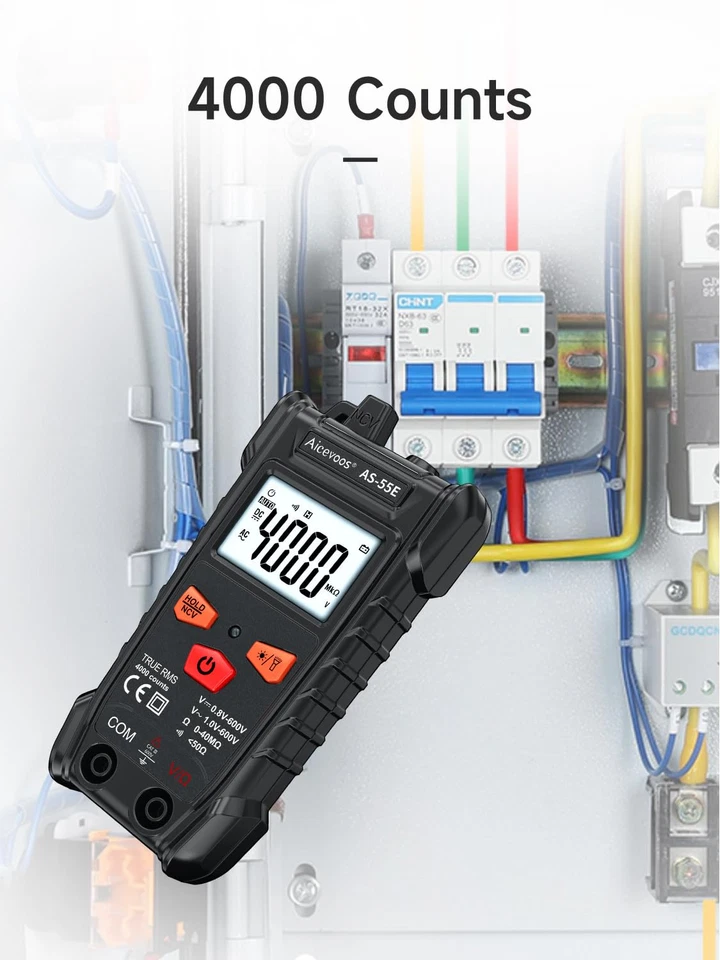 Multimètre digital automatique écran LCD rétroéclairé testeur tension résistance - Photo 3/4