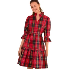 Gretchen Scott Teardrop Dress Plaidly Cooper  Red Plaid Size Large Preppy