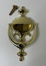 Solid Polished Brass Traditional Door Knocker Tarnish Resistant 8.75" w/ Screws