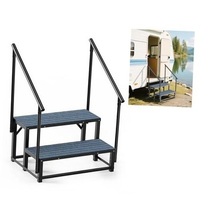 RV Steps with 2 Handrail, 2-Step Heavy Duty Hot Tub 2 Steps with 2 Handrail