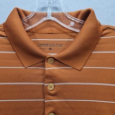 Nike Golf Men's Large Orange  White Striped Polo Shirt