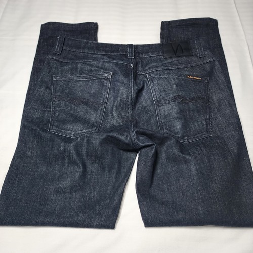 Nudie Jeans Lean Dean Dry Deep Dark Comfort Jeans Mens 32x30 Black Denim Organic - Picture 13 of 13