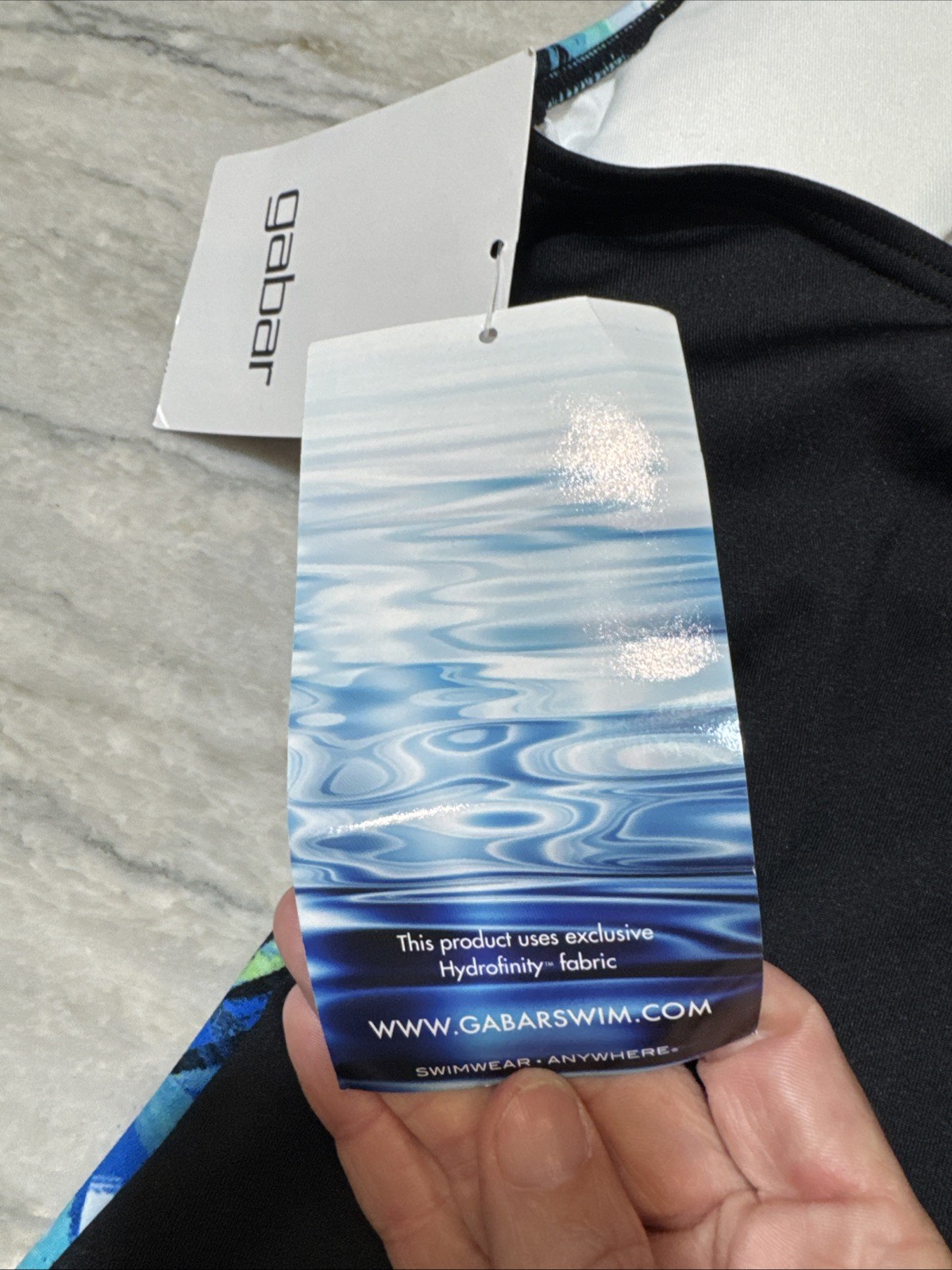 Gabar Hydrofinity Sz 16D Swimsuit New With Tags High Neck Green Blue Palm Leaves