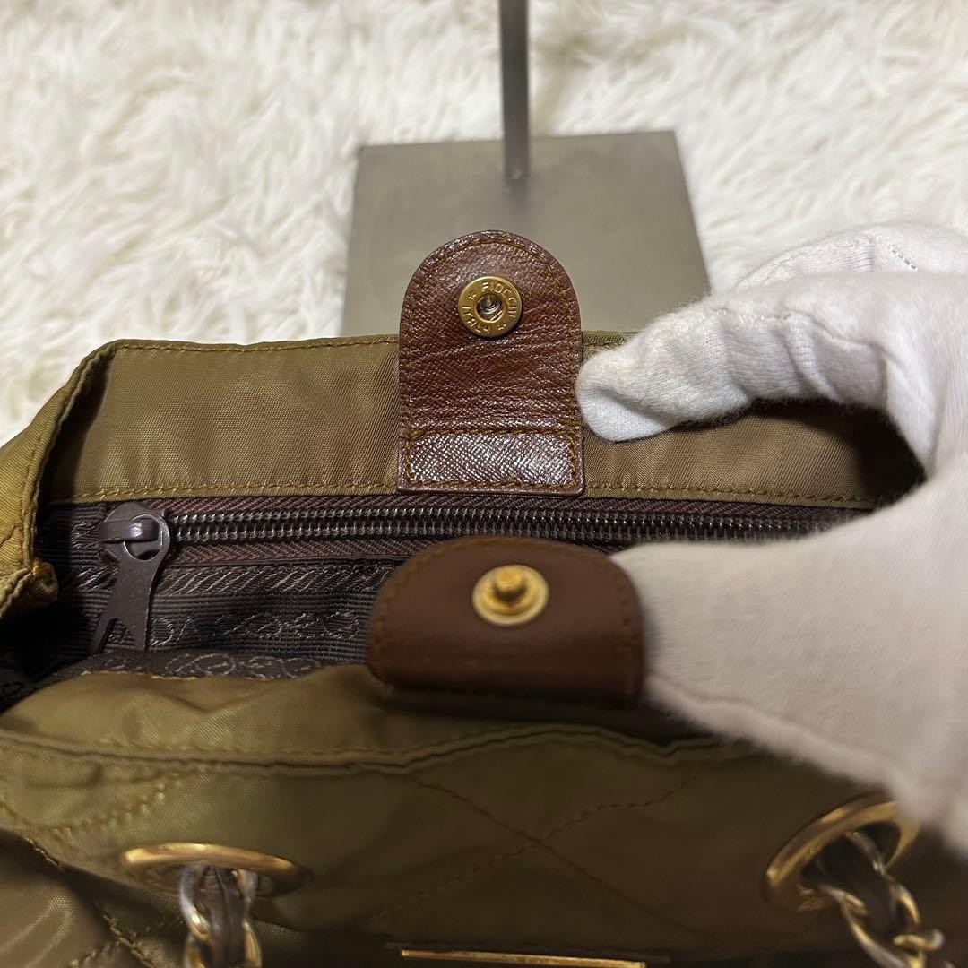 Rare PRADA Quilted Chain Triangle Logo Shoulder Bag Nylon thumbnail 16