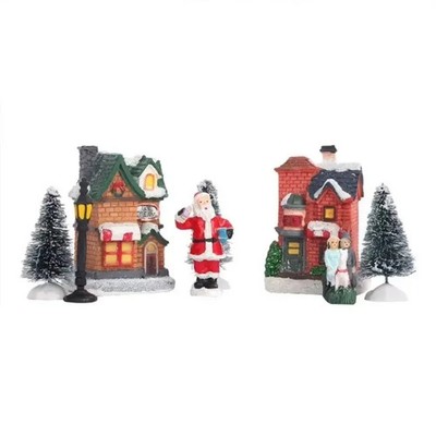 Weihnachtsdorf Miniatur Leuchtende Häuser Figuren Dekor Set