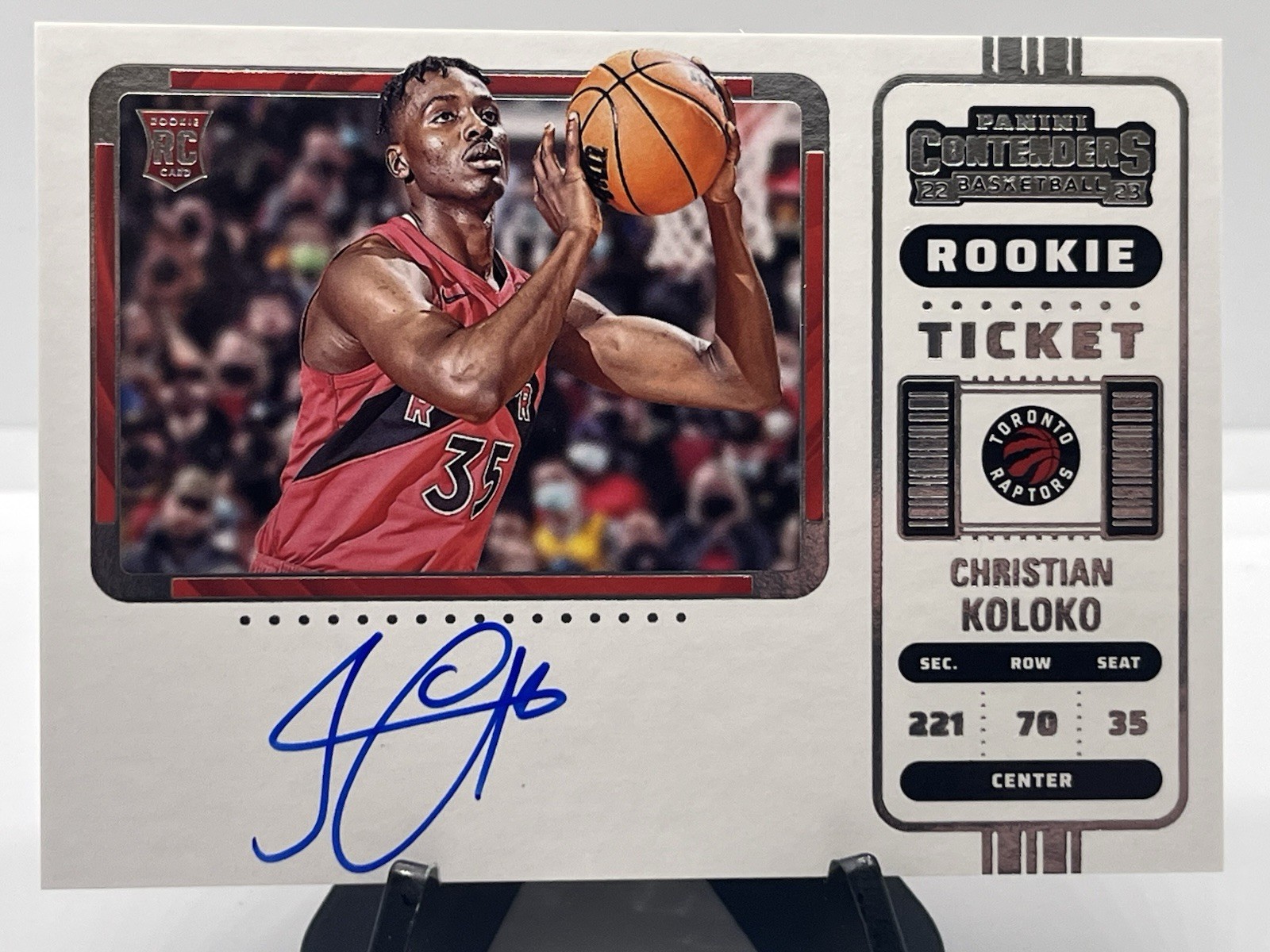 2022-23 Contenders Rookie Ticket Variation Auto #139 Christian Koloko RC Raptors
