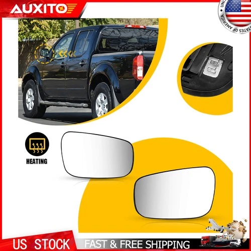 2x Mirror Glass Right Left Side Heated Blind Spot For 2005-2021 Nissan Frontier