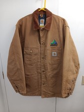 Vintage Carhartt C01 BRN Duck Chore Coat Brown Blanket Lined Mens 44 Regular