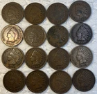 1890 - 1908 Indian Head Penny 1 Cent 16 Coin Lot VG - VF Condition Coins