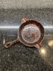 Vintage Wagner Ashtray Mini Cast Iron Skillet Red Splatter on Black