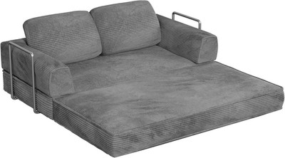 Convertible 4-in-1 Sofa Bed with Removable Armrests and Pillows - Gray