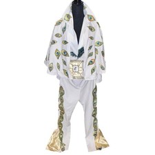 Handmade Elvis Peacock Embellished Costume - Cape Jacket Pants Belt - Womans M/L