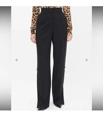 Dolce & Gabbana Womens Pant Black Size US 0/IT 36 Wool Embellished Split Trouser