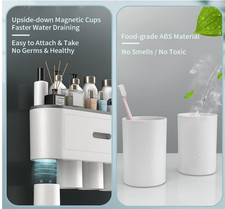 Toothbrush Holders for Bathrooms, 2 Cups Toothbrush Holder Wall Mounted ....