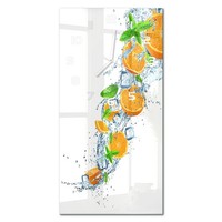 Glas-Wanduhr Im Hochformat Als Wanddekoration Orangen WeißE Zeiger 30X60 Cm