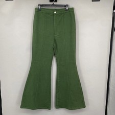 Flying Tomato Green Flared Bell Bottom Pants Women's XL Boho Festival High Rise