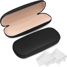 Glasses Case, 2 Pack Eyeglass Case with Cleaning Cloth, Glasses Case Hard Shell