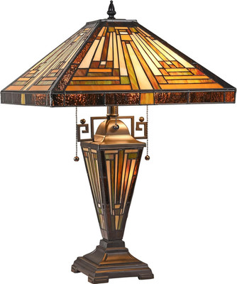 Tiffany Lamp Stained Glass Table Lamp 16X16X24 Inches Mother-Daughter Vase Amber