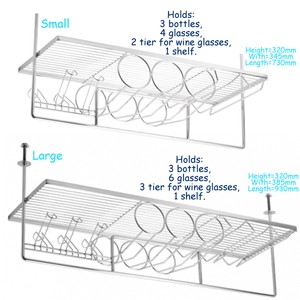 Chrome Wine Bottles Rack And Wine Glasses Holder Ceiling Mount Pub