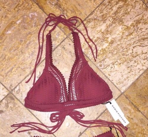 Neu mit Etikett $ 120 Robin Piccone Rosewood Sophia Häkel Neckholder Bikini Badeanzug Oberteil Damen - Bild 2 von 7