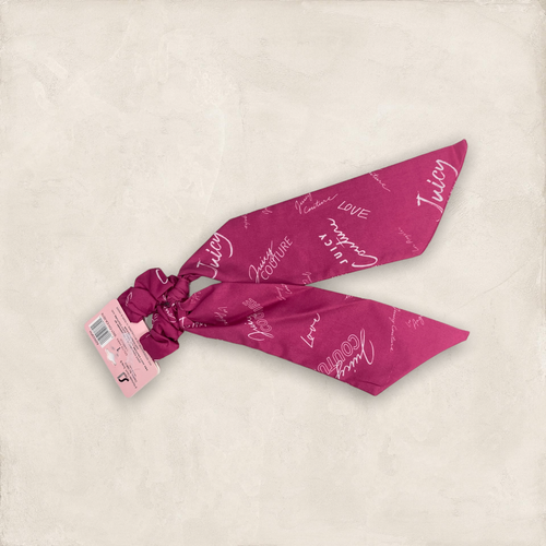 New Juicy Couture Pink Logo Hair Tie Ribbon Scrunchie Scrunchy Ponytail Holder - Picture 3 of 3