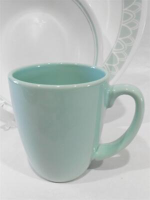   Corelle DELANO 11-oz STONEWARE MUG 4'' Coffee CUP Aqua Blue Sea Mist Green