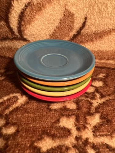 Lot of 5 Fiestaware 6" Teacup Plates - Mixed Colors Multicolor Saucer