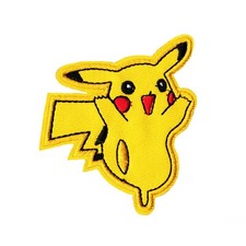 Jumping Pikachu Embroidered Iron On Patch Yellow Pokemon Badge