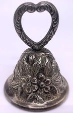 Sterling Silver Repousse Tea Dinner Bell S. Kirk & Son Floral Flower