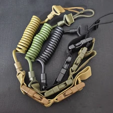 Military Tactical Gun Sling Pistol Hand Guns Secure Elastic Lanyard Spring Sling