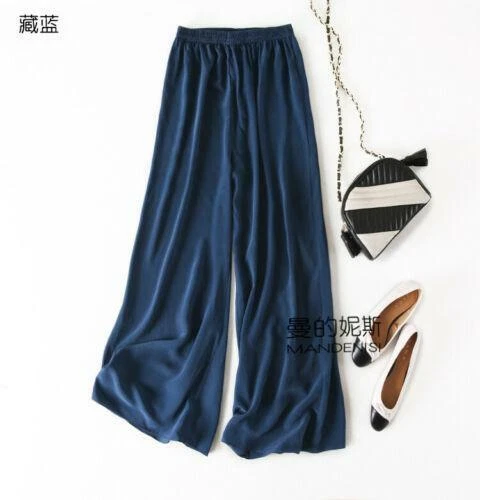 Damen 100 % Seide Maulbeere weites Bein Hose Abend Komfort Palazzo lose Hose - Bild 9 von 39