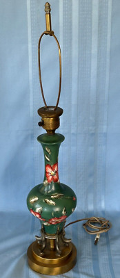 Vintage Poppy Table Lamp Unique Duck Base Oriental Hand Painted