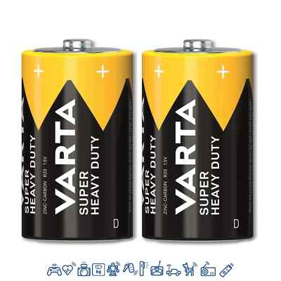 8 x Varta 2020 Mono D R20 Zink Kohle Batterie 1,5V Superlife 4 x 2er Folie