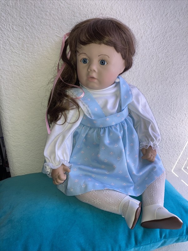 1985 Pat Secrist Doll 23" Joanna Signed J. Zook Long Brown Hair Blue Eyes