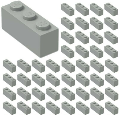  50x NEW LEGO 1x3 LIGHT BLUISH GRAY Bricks Wall Starwars City Town Building 
