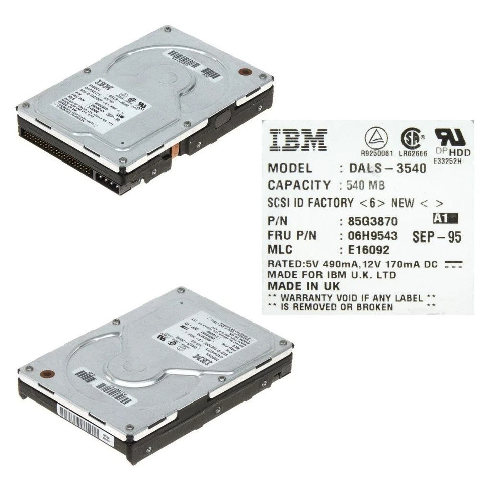 Hard Drive IBM DALS-3540 85G3869 82G5932 540MB 4500U/Min SCSI 128KB 50-PIN - Image 3 of 3