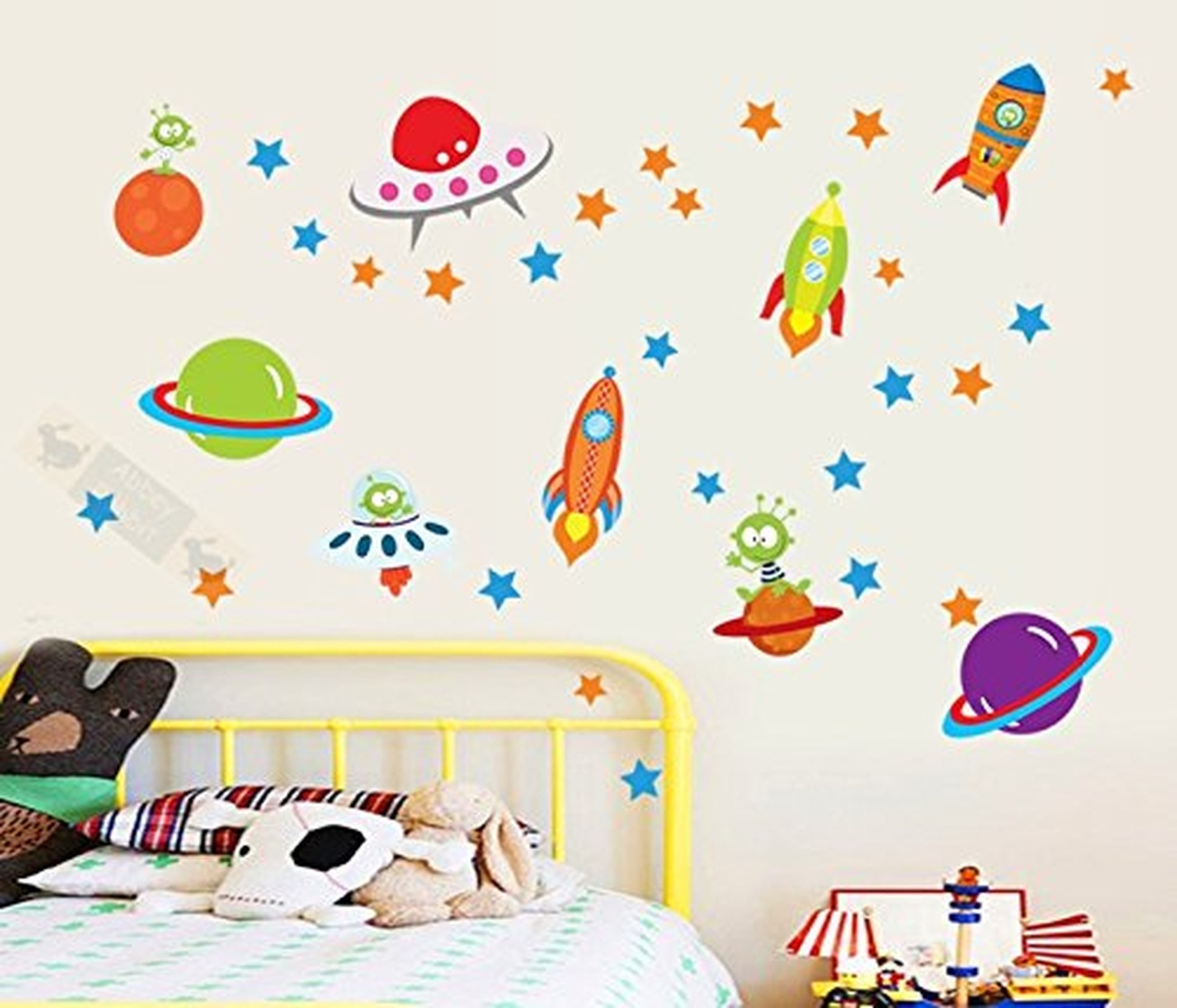 SPACESHIP Large Childrens Wall Stickers for Girls, Boys Bedroom or
