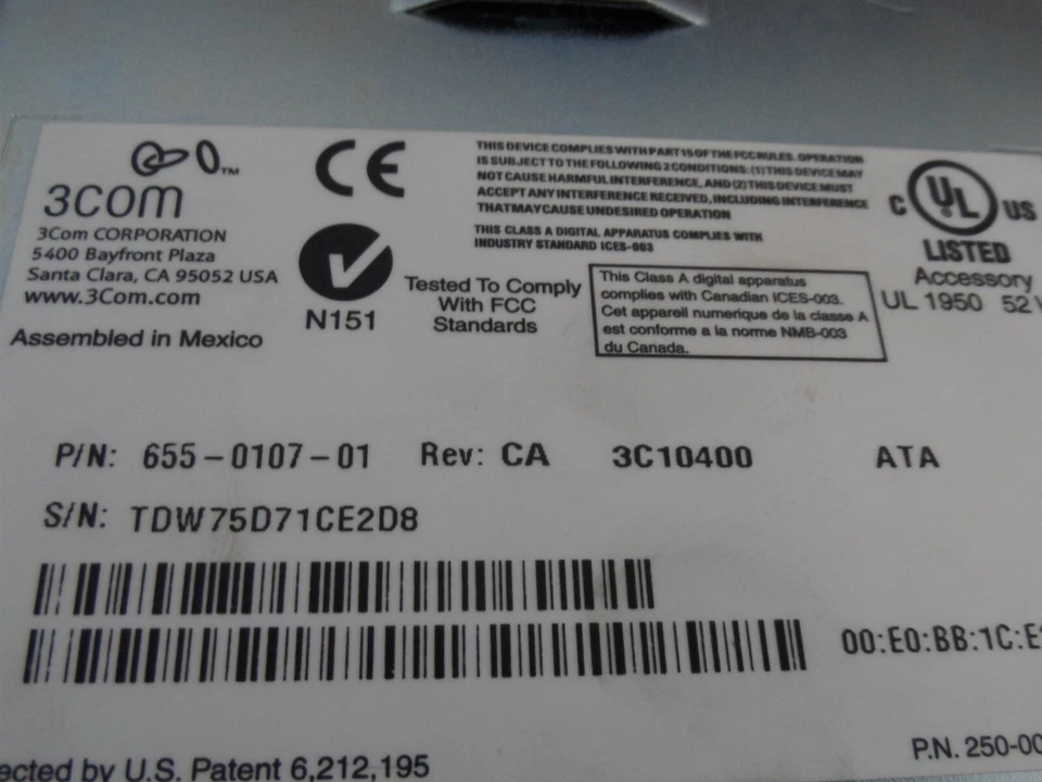 3Com 3C10400 NBX Analog Terminal Adapter 6555-0107-01 Power Over POE Lot 2x - Image 4 of 4