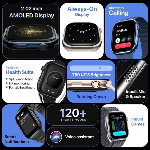 Fire-Boltt Brillia Pro Smartwatch 2.02" AMOLED, BT Call, 120+ Modes - 第 3/5 張圖片