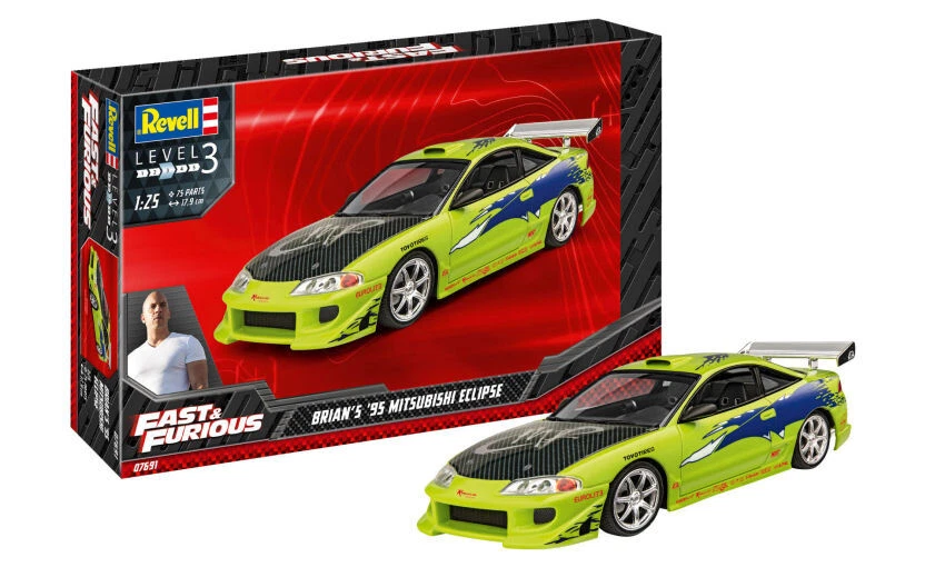 KIT MODELLINO AUTO STATICO REVELL FAST FURIOUS BRIAN'S 1995 MITSUBISHI ECLIPSE - Immagine 4 di 4