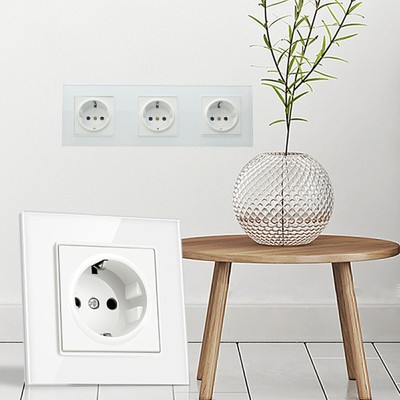 BSEED EU Steckdosen 1/2/3Fach Wandsteckdose Kinderschutz 16A Glas Power Outlets