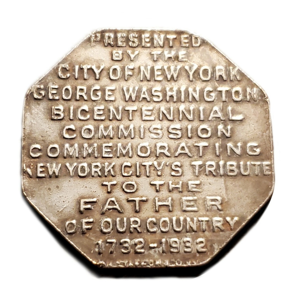 1732 - 1932 George Washington Bicentennial New York Token