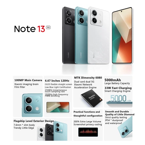 Xiaomi Redmi Note 13 5G 128/256GB Dual SIM OctaCore 108MP 5000mAh 33W Charge - Picture 3 of 15