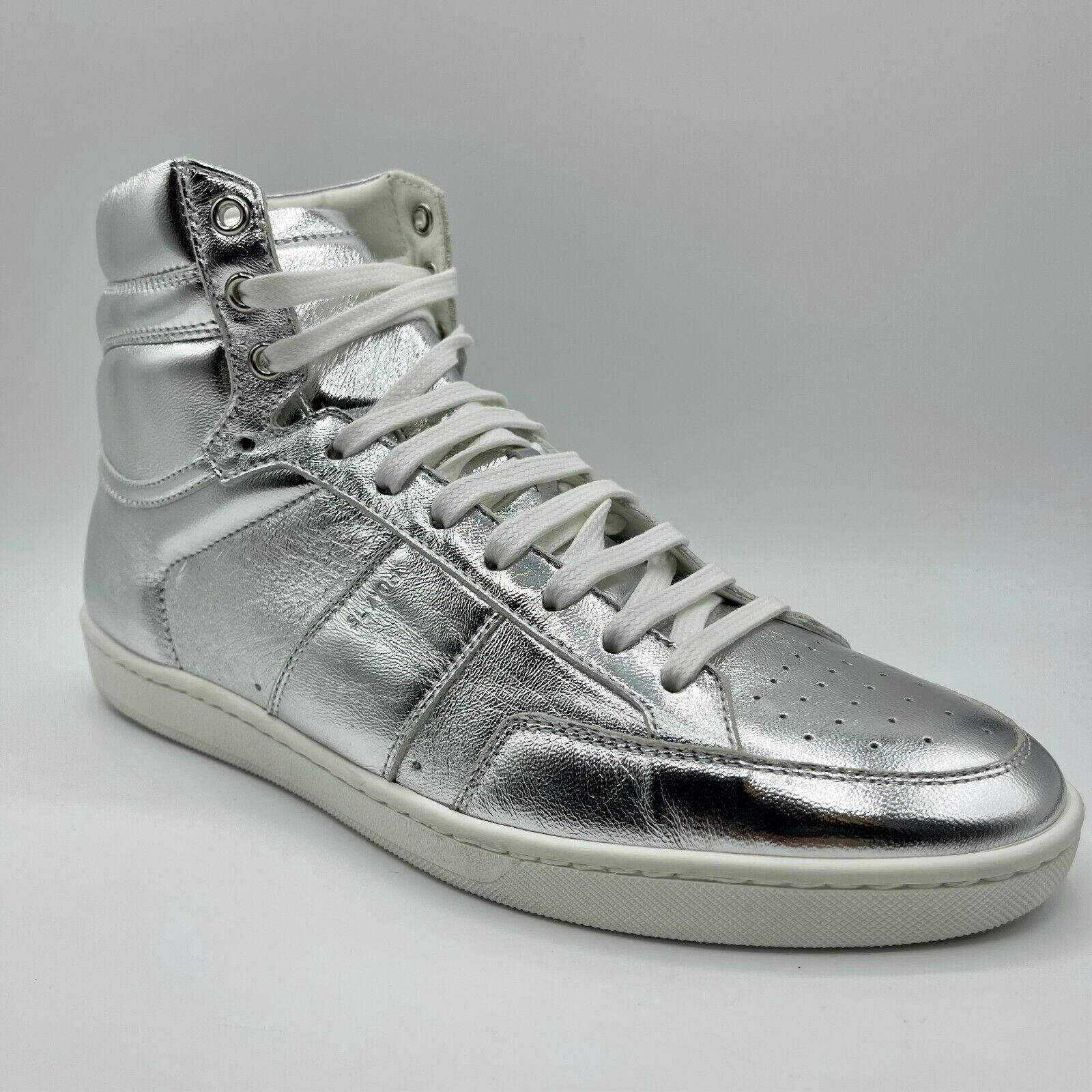 Mens Metallic Silver Sneakers, Shine Silver Sneakers Men