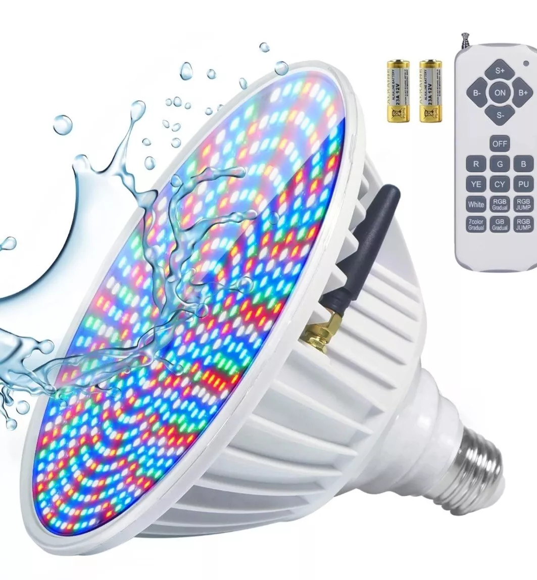 Juntone LED Color Pool Light 120V 40W RGB Bulb with Remote for